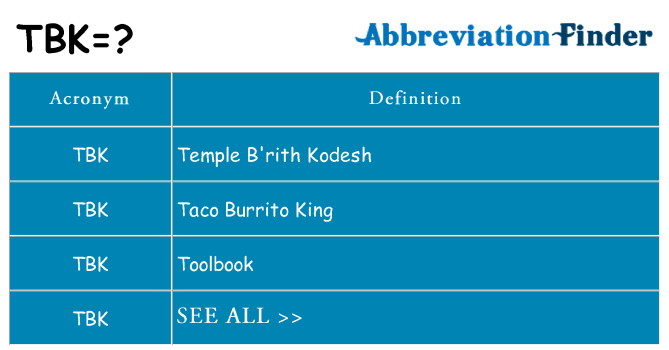 What does tbk stand for