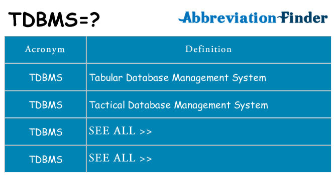 What does tdbms stand for