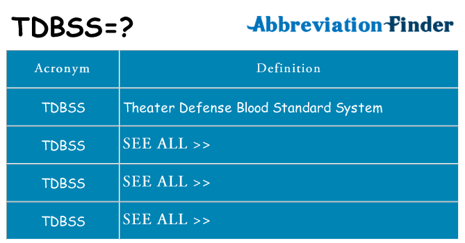 What does tdbss stand for