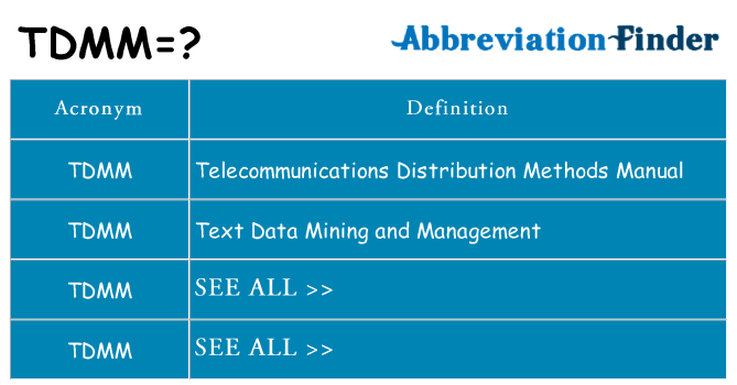 What does tdmm stand for