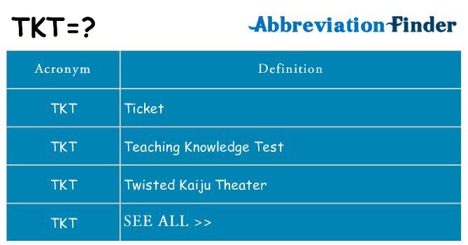 What does tkt stand for