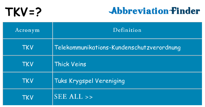 What does tkv stand for