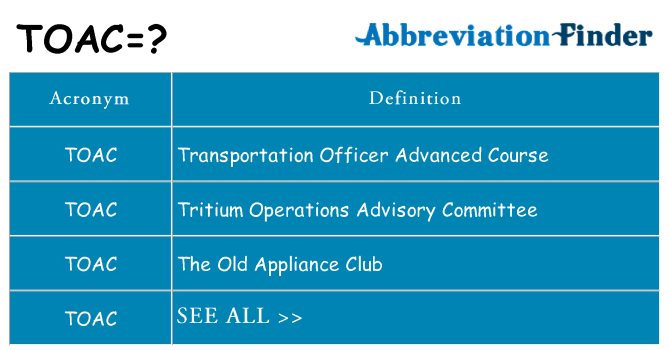 What does toac stand for