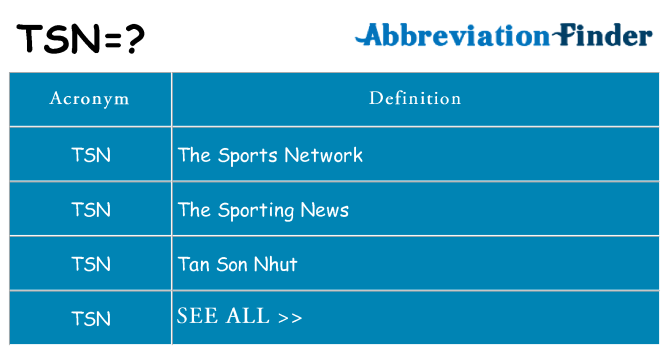 What does tsn stand for