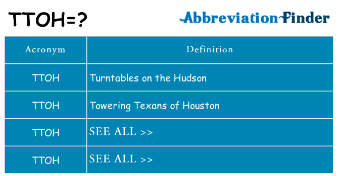 What does ttoh stand for
