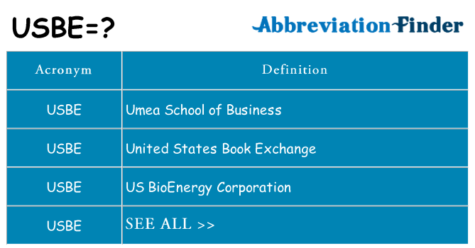 What does usbe stand for