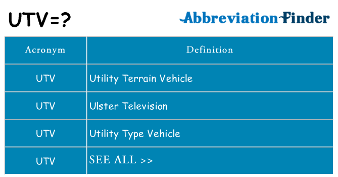 What does utv stand for