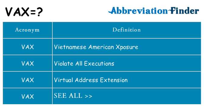 What does vax stand for