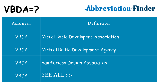 What does vbda stand for