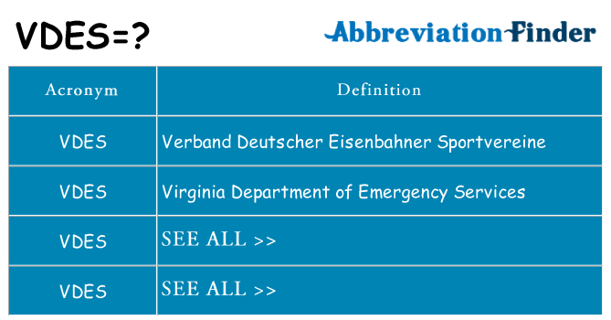 What does vdes stand for