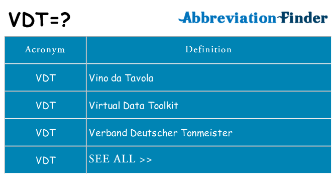 What does vdt stand for