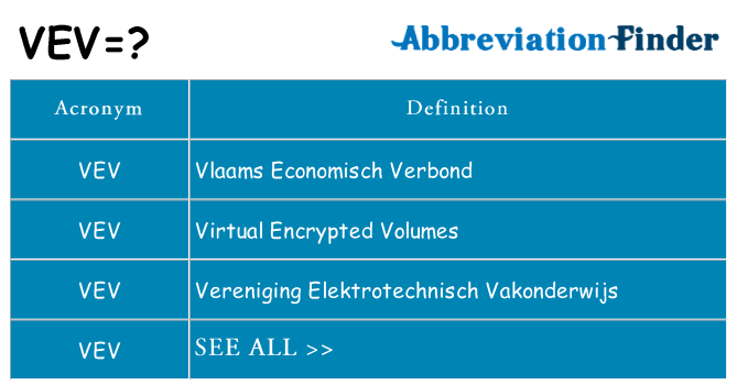 What does vev stand for