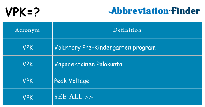What does vpk stand for