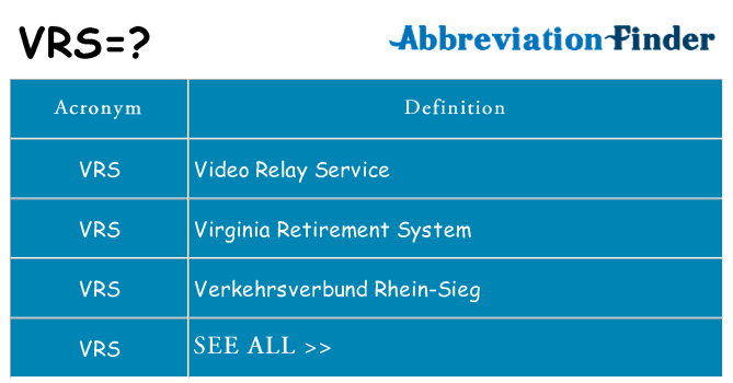 What does vrs stand for