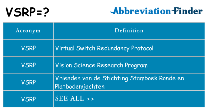 What does vsrp stand for