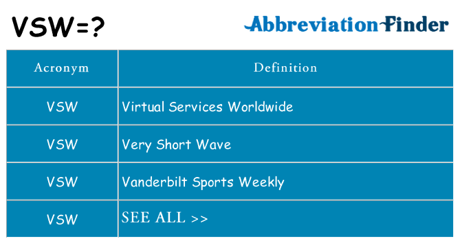 What does vsw stand for