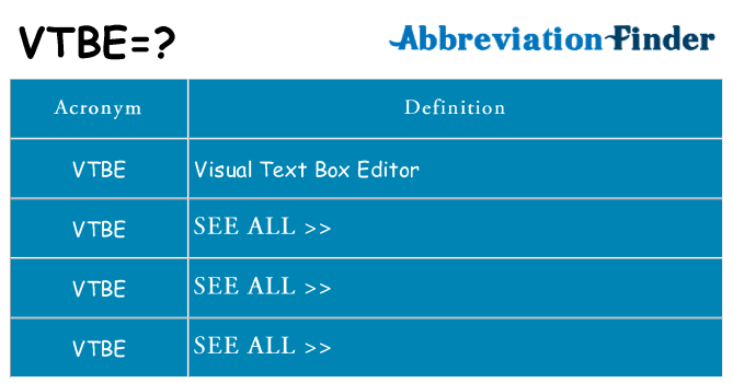 What does vtbe stand for