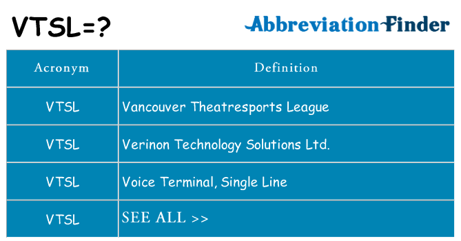 What does vtsl stand for