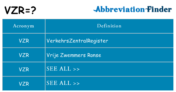 What does vzr stand for
