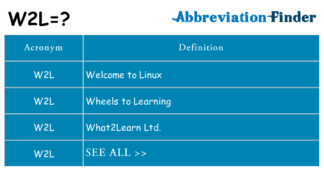 What does w2l stand for