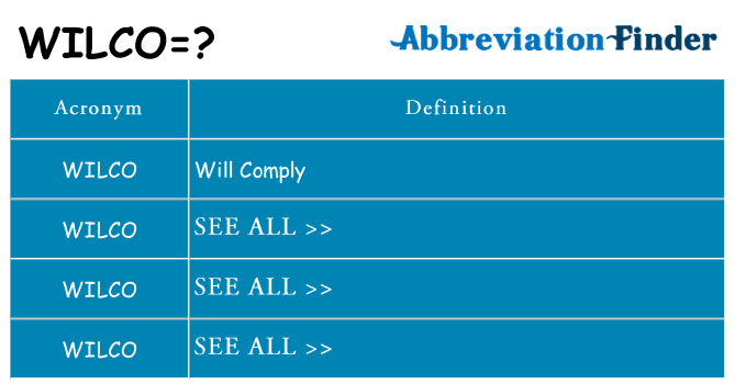 What does wilco stand for
