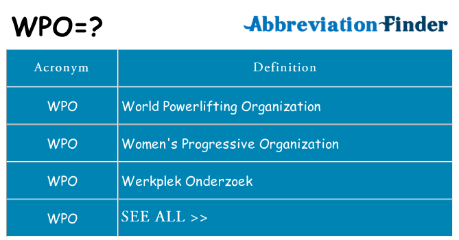 What does wpo stand for