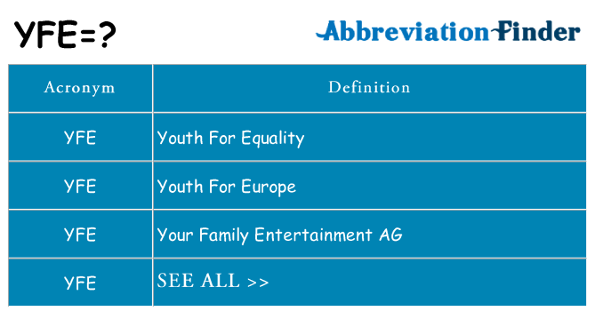 What does yfe stand for