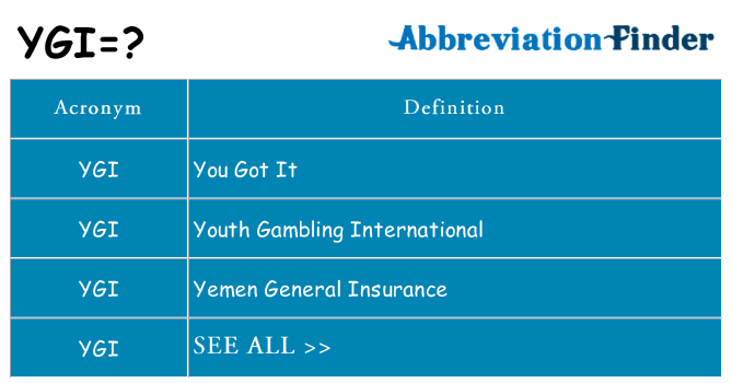 What does ygi stand for