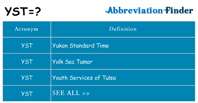 What does yst stand for