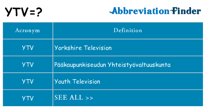 What does ytv stand for