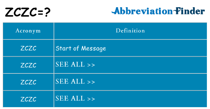 What does zczc stand for