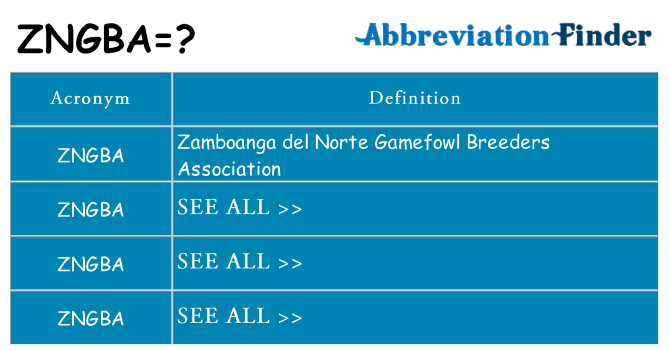 What does zngba stand for