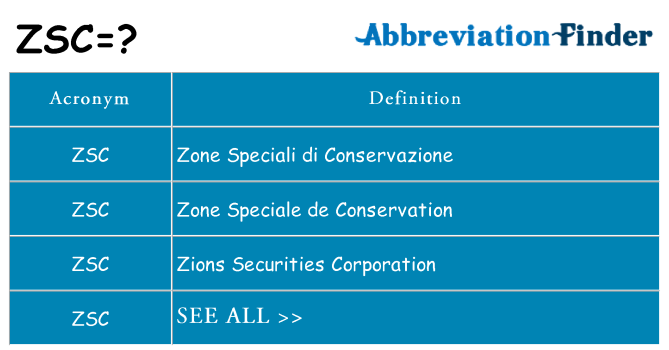 What does zsc stand for