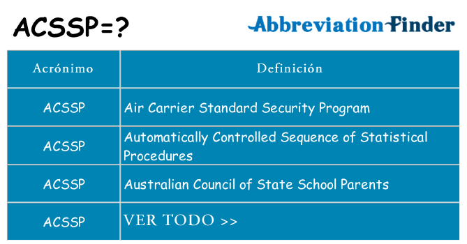 ¿Qué quiere decir acssp