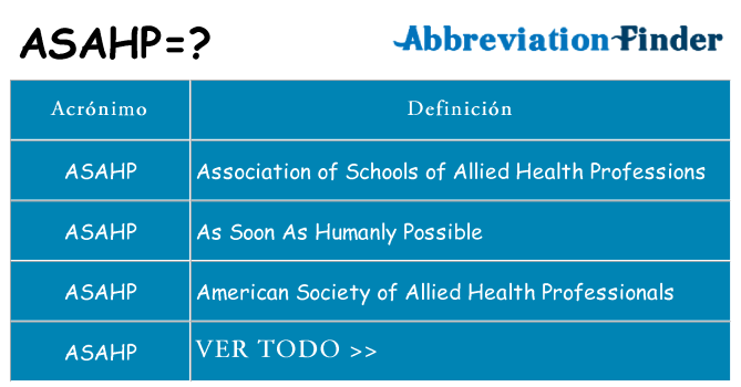 ¿Qué quiere decir asahp