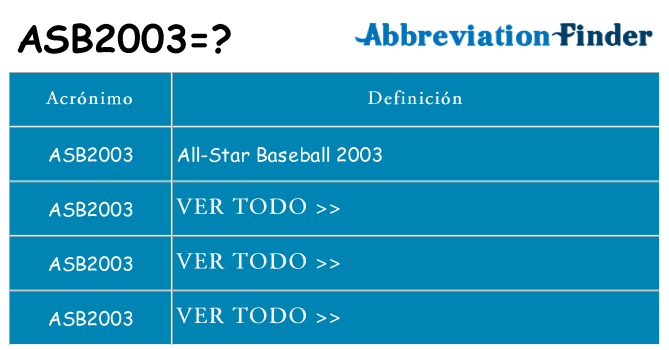 ¿Qué quiere decir asb2003