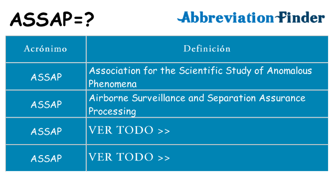 ¿Qué quiere decir assap