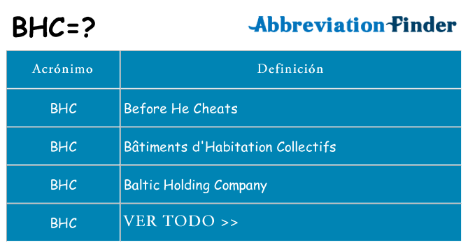 ¿Qué quiere decir bhc