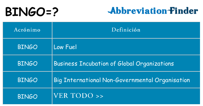 ¿Qué quiere decir bingo