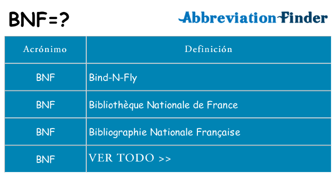 ¿Qué quiere decir bnf