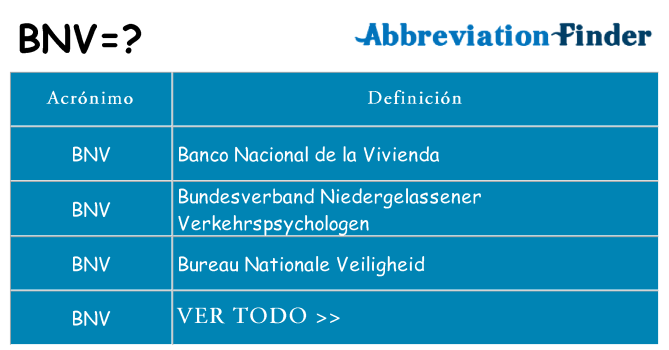 ¿Qué quiere decir bnv
