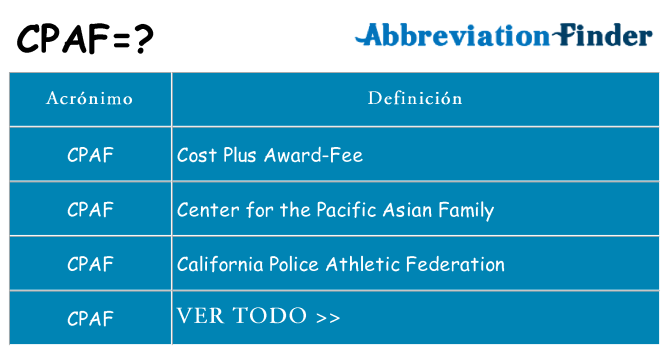 ¿Qué quiere decir cpaf