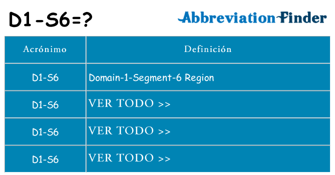 ¿Qué quiere decir d1-s6