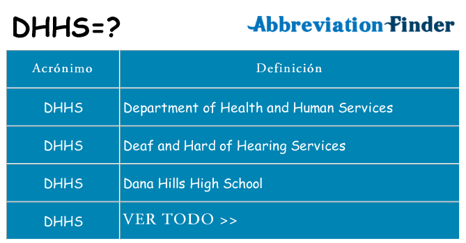 ¿Qué quiere decir dhhs