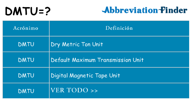 ¿Qué quiere decir dmtu