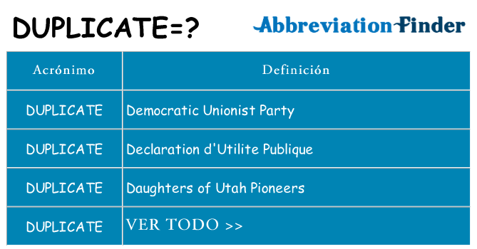 ¿Qué quiere decir duplicate