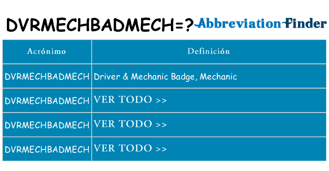 ¿Qué quiere decir dvrmechbadmech