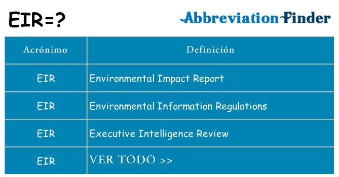 ¿Qué quiere decir eir