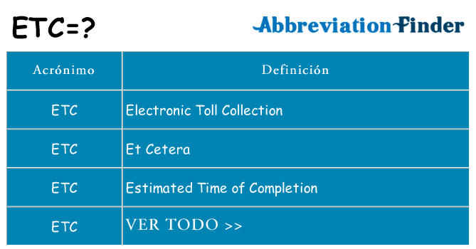 ¿Qué quiere decir etc