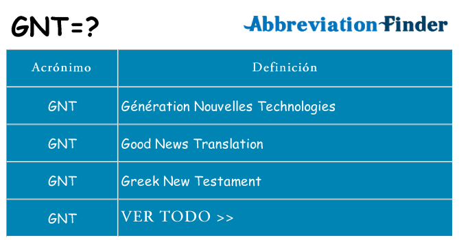 ¿Qué quiere decir gnt
